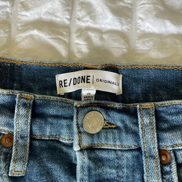 Redone high rise ankle crop denim in aged blue wash - Picture 5 of 13